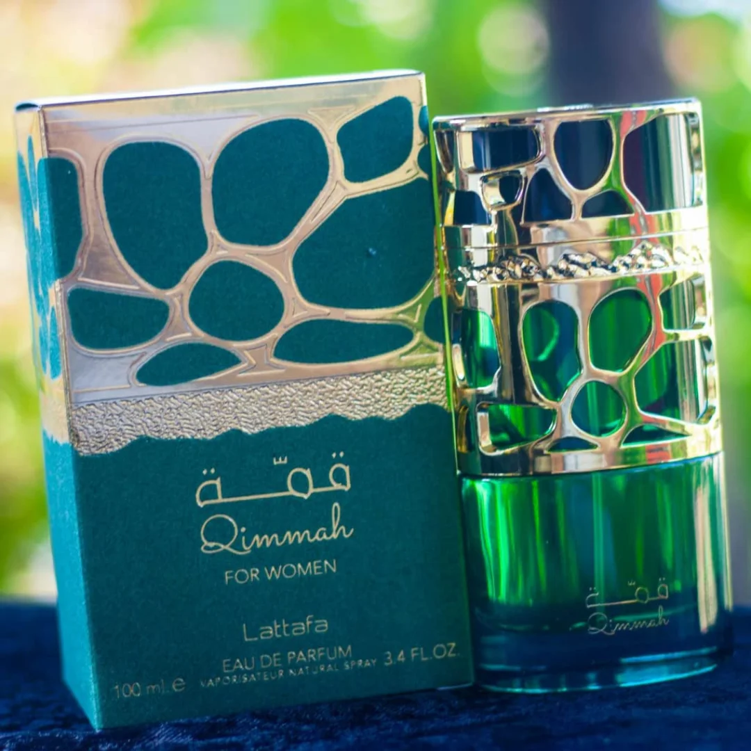 Qimmah Verde de Lattafa – Perfume árabe elegante y duradero de Almaira Perfumes