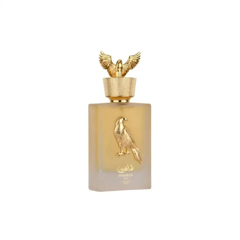 Perfume Shaheen Gold Lattafa – fragancia árabe unisex amaderada y elegante disponible en Almaira Perfumes